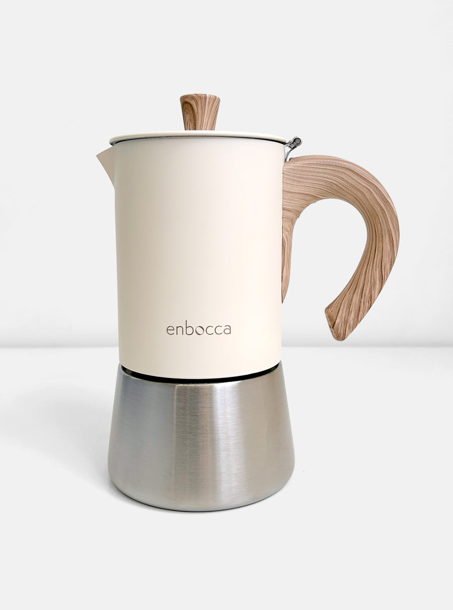 Hugo Stainless Steel Caffettiera in Almond Cream