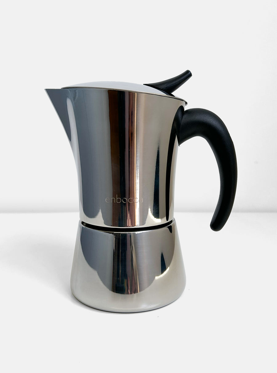 Leo Stainless Steel Caffettiera in Silver Lining
