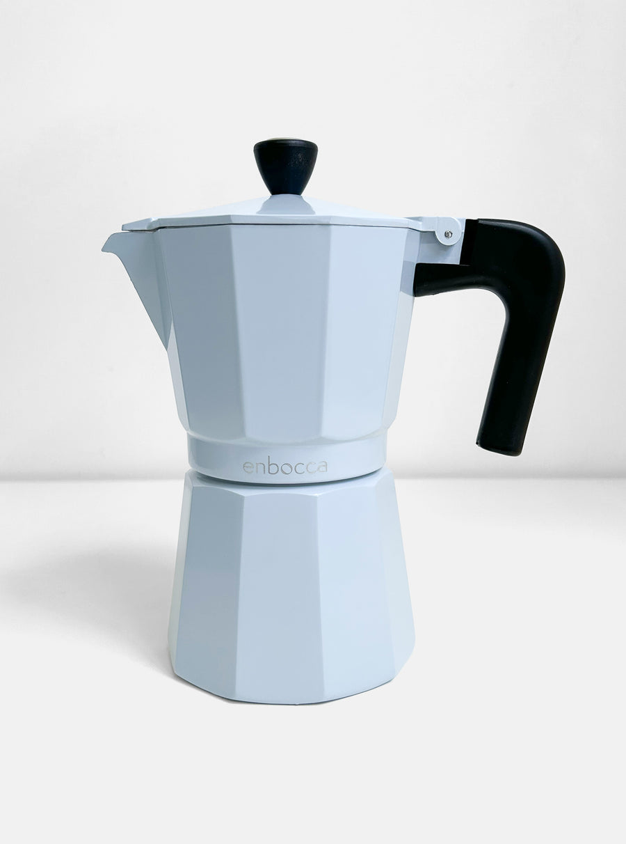 Matteo Aluminium Caffettiera in Skywriter Blue