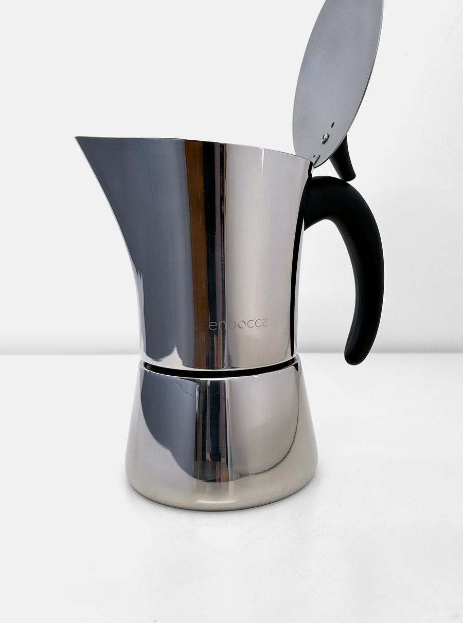 Leo Stainless Steel Caffettiera in Silver Lining