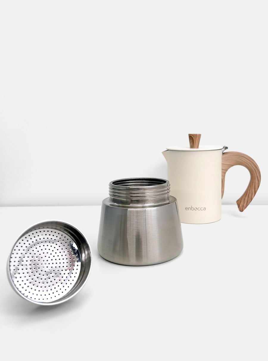 Hugo Stainless Steel Caffettiera in Almond Cream