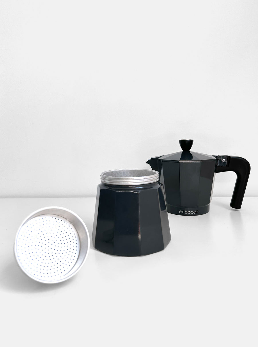 Matteo Aluminium Caffettiera in Oyster Black