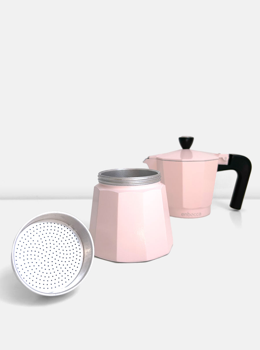 Matteo Aluminium Caffettiera in Pink Salt