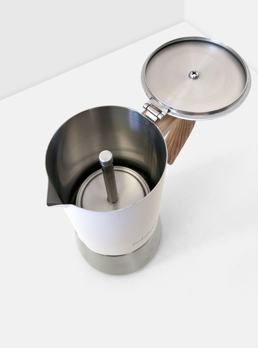 Hugo Stainless Steel Caffettiera in Almond Cream
