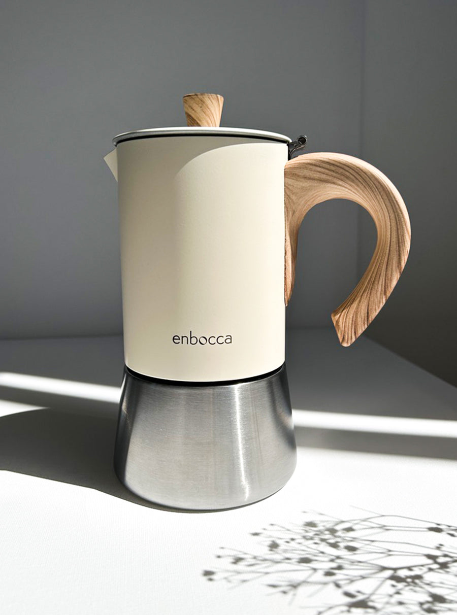 Hugo Stainless Steel Caffettiera in Almond Cream