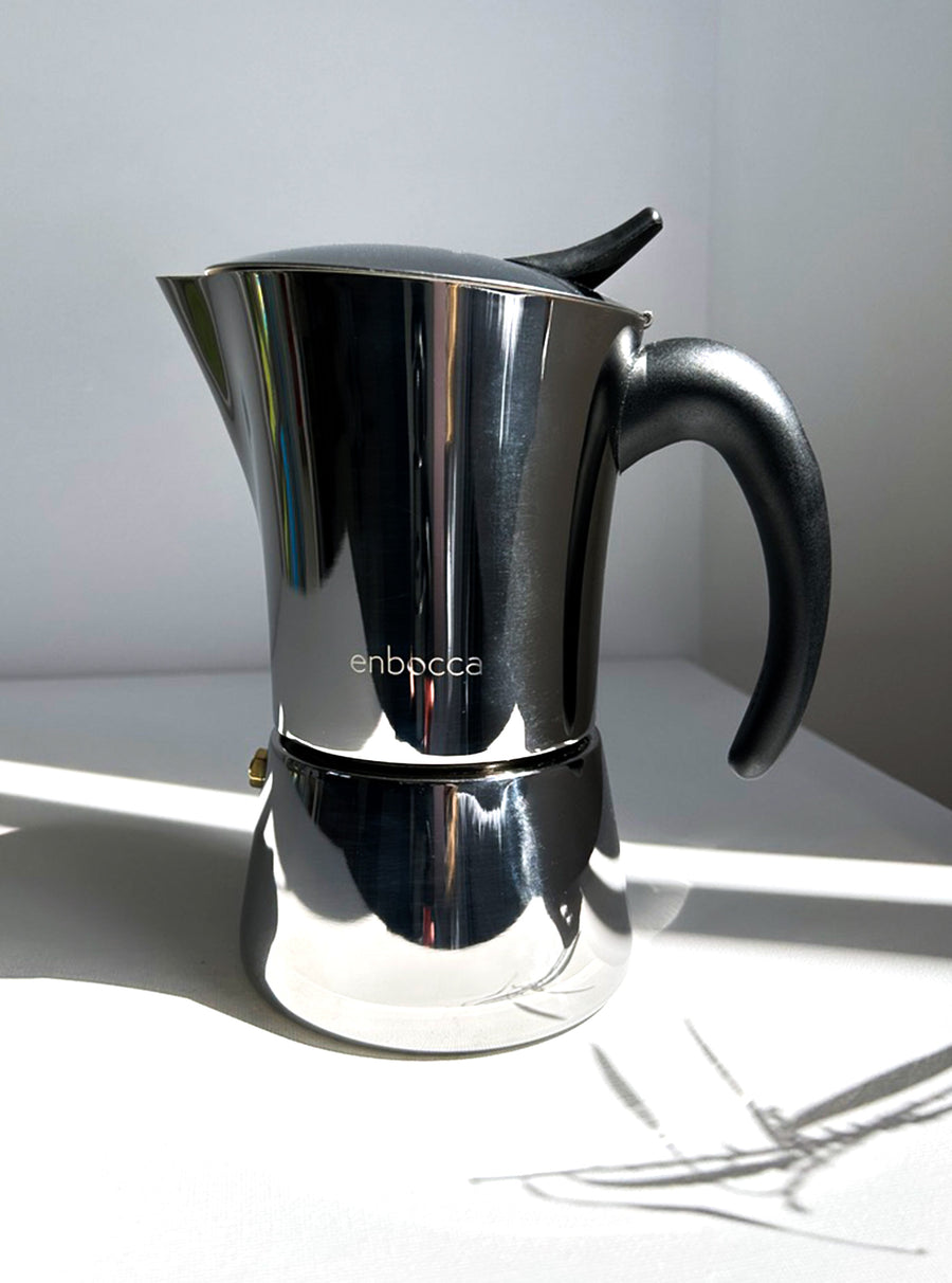Leo Stainless Steel Caffettiera in Silver Lining