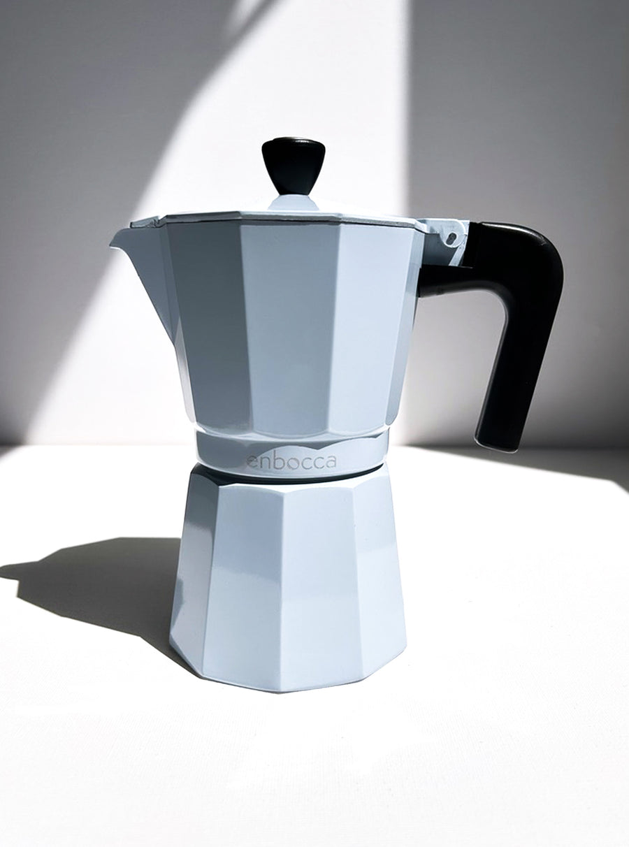 Matteo Aluminium Caffettiera in Skywriter Blue